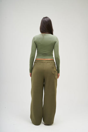 Women – Olive Green Long Sleeve Square Top – Seemly Essentials