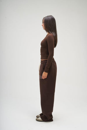 Women – Brown Long Sleeve Round Top – Seemly Essentials
