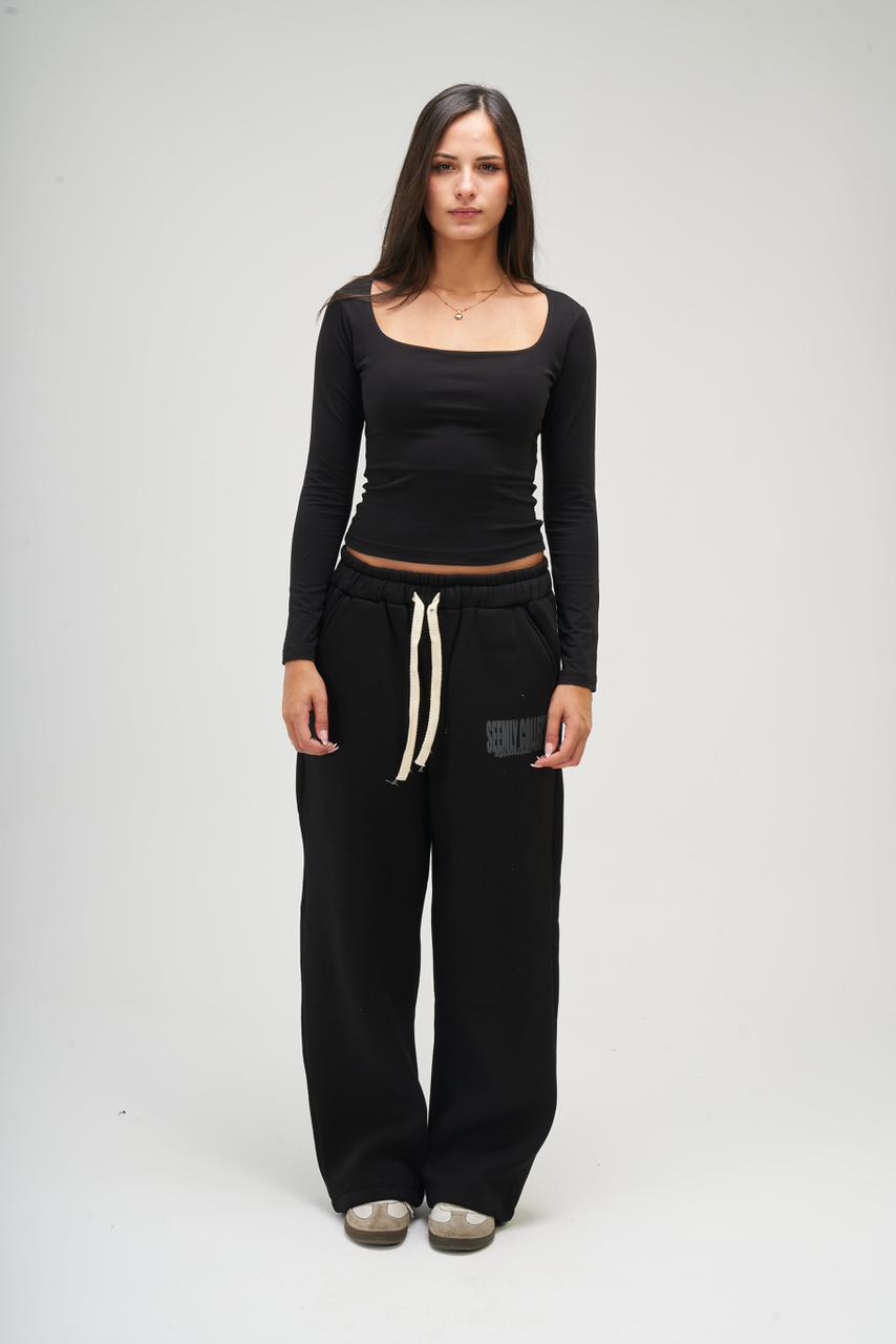 Women – Black Long Sleeve Square Top – Seemly Essentials