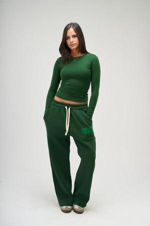 Women – Dark Green Long Sleeve Round Top – Seemly Essentials