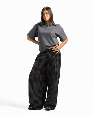 Women – Open-Collar Polo in Charcoal, full-length