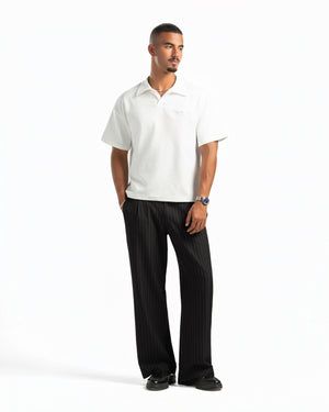 Men – Open-Collar Polo in White, full-length
