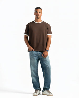 Men – Ringer Tee in Brown, full-length