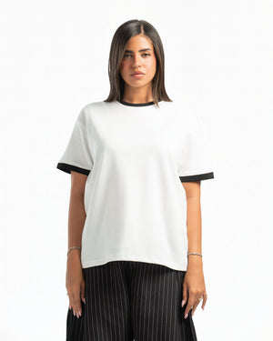 Women – Ringer Tee in White, front view (cover)