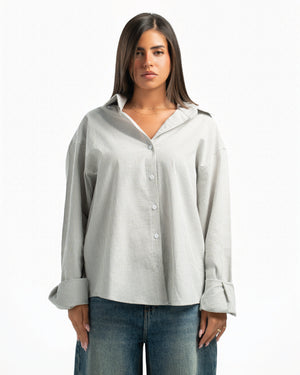 Women – Striped Shirt in Green Stripe, front view (cover)