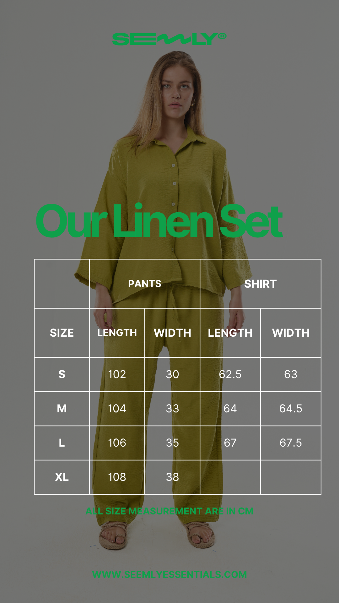 Women Linen Pants size chart