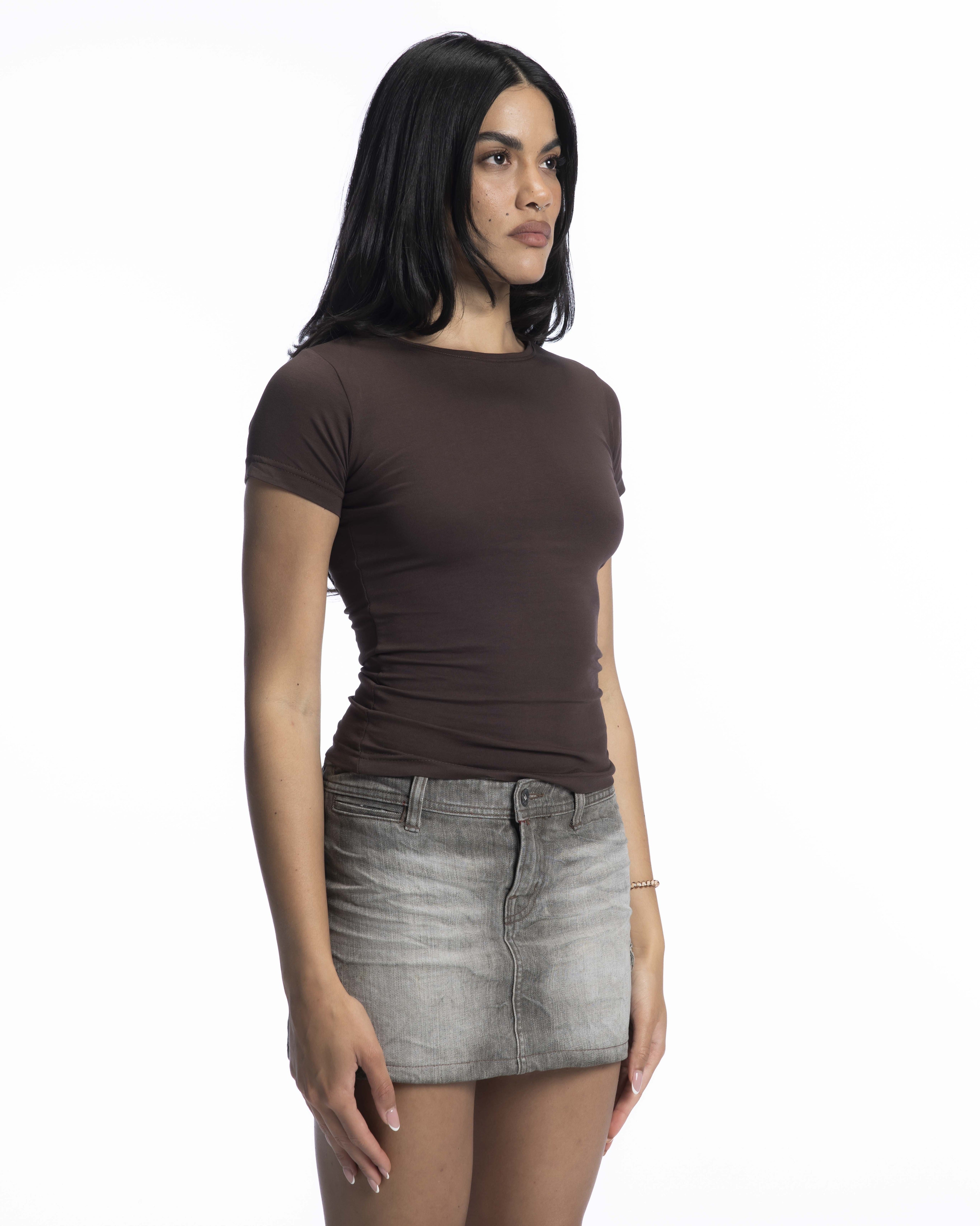 Women – Brown Round Neck Top – Seemly Essentials