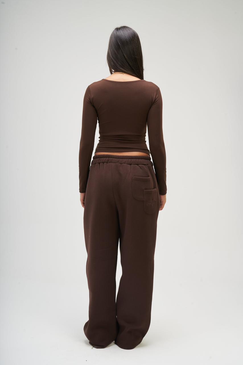 Women – Brown Long Sleeve Square Top – Seemly Essentials