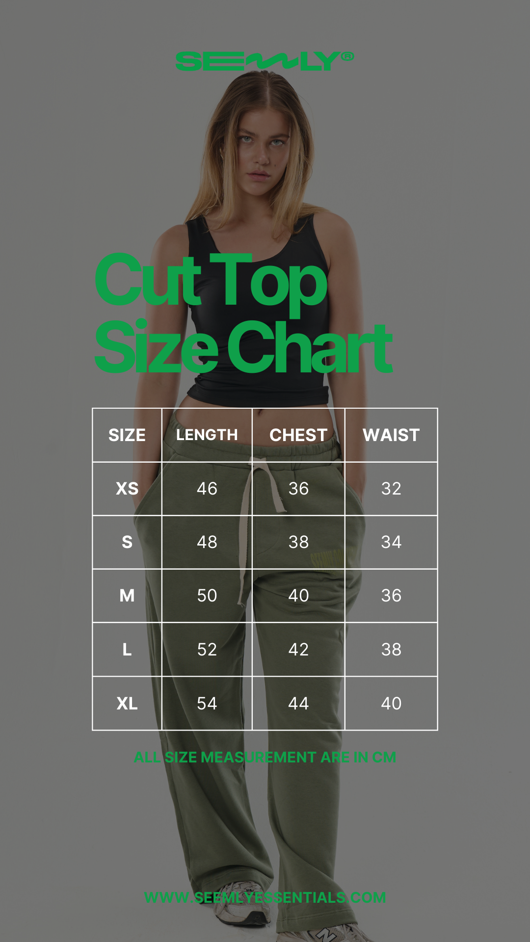 Tank Top size chart