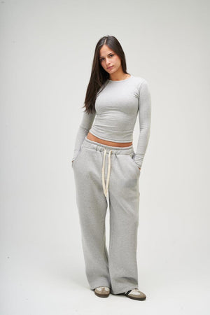 Women – Light grey Long Sleeve Round Top – Seemly Essentials