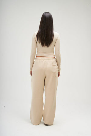 Women – Beige Long Sleeve Round Top – Seemly Essentials