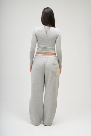 Women – Light grey Long Sleeve Round Top – Seemly Essentials