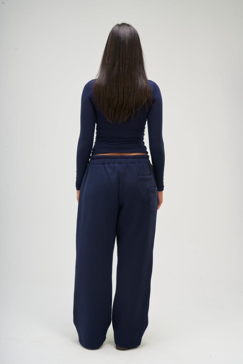 Women – Navy Blue Long Sleeve Round Top – Seemly Essentials
