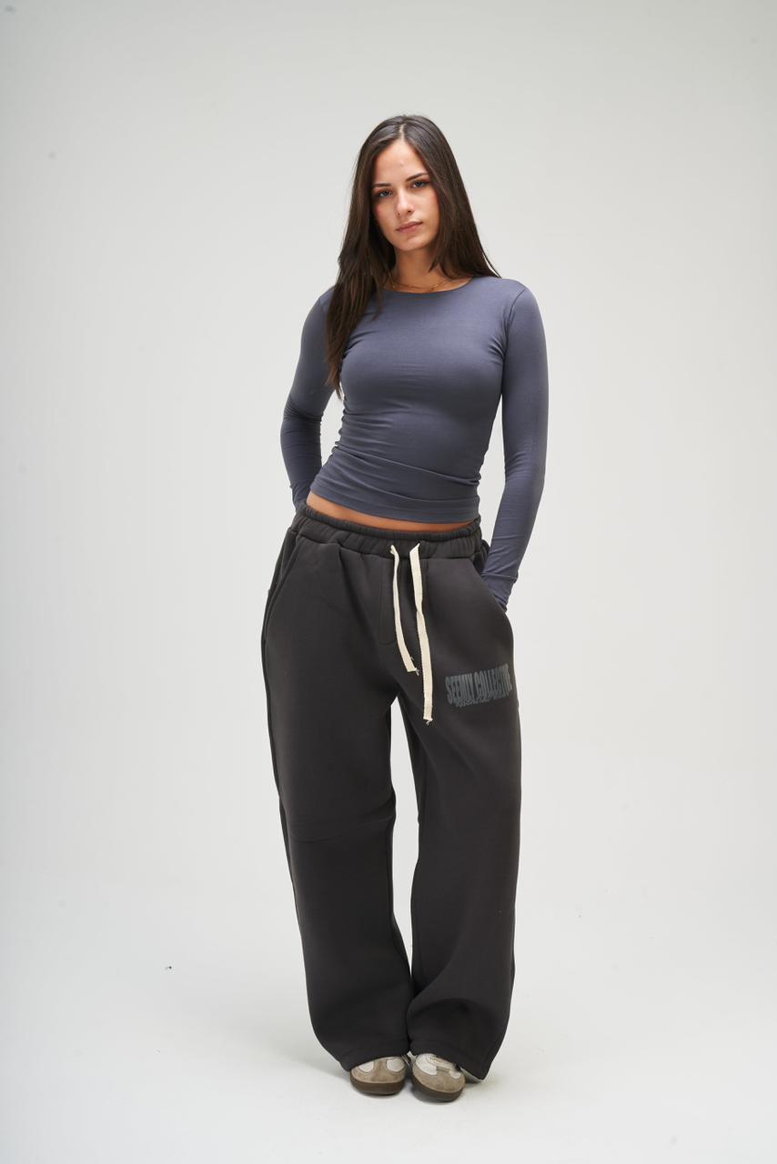 Women – Dark grey Long Sleeve Round Top – Seemly Essentials