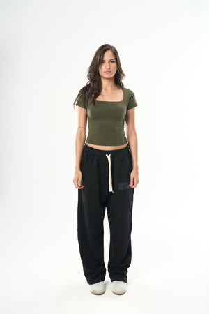 Women – Olive Green Square Neck Top – Seemly Essentials