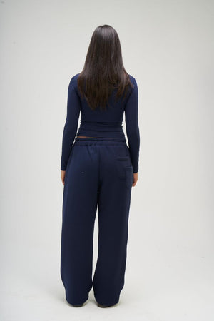 Women – Navy Blue Long Sleeve Square Top – Seemly Essentials