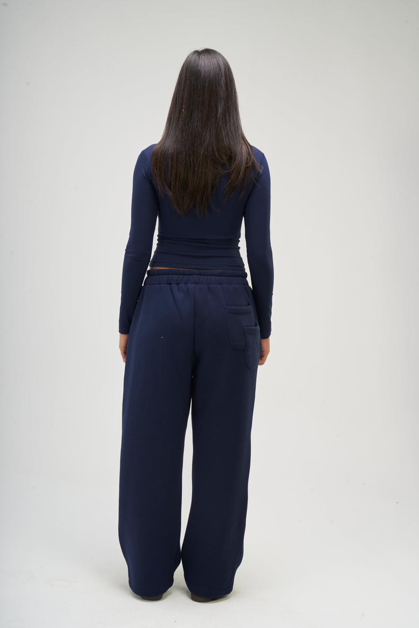 Women – Navy Blue Long Sleeve Square Top – Seemly Essentials