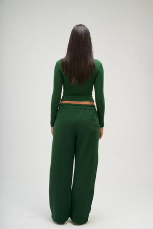 Women – Dark Green Long Sleeve Square Top – Seemly Essentials