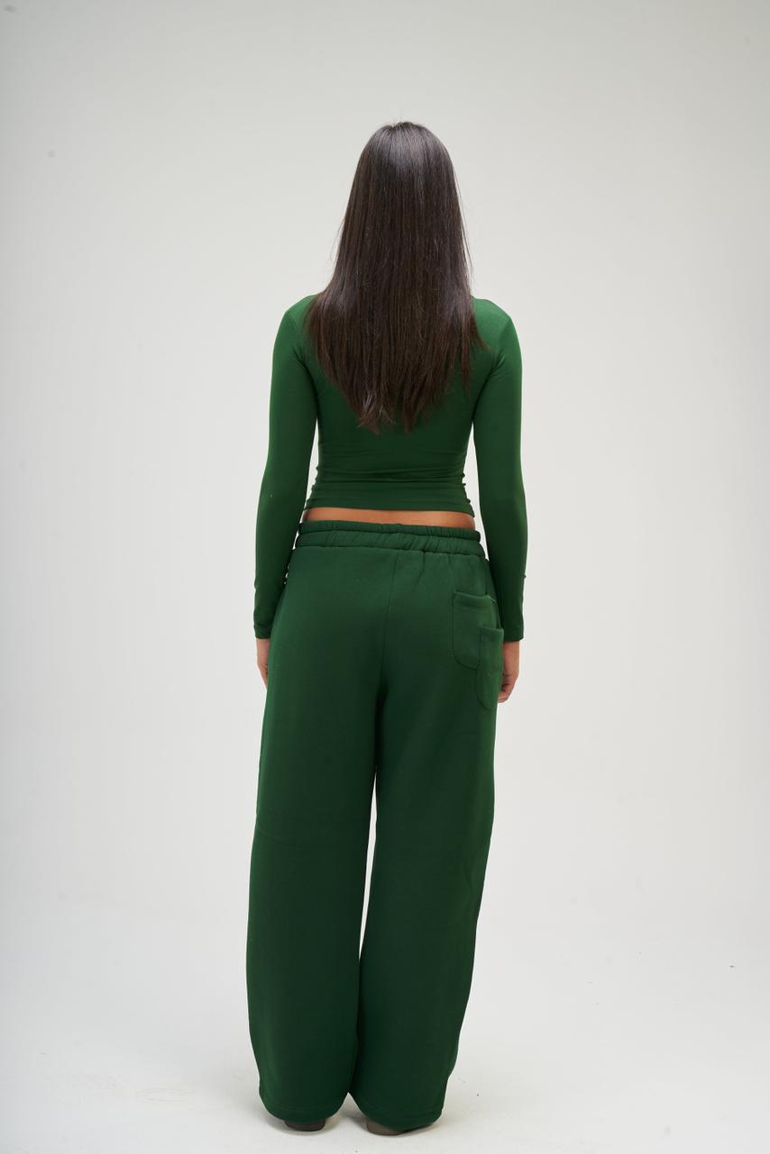 Women – Dark Green Long Sleeve Square Top – Seemly Essentials