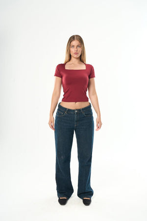 Women – Burgundy Square Neck Top – Seemly Essentials