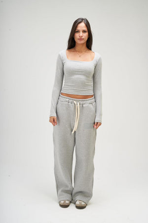 Women – Light grey Long Sleeve Square Top – Seemly Essentials
