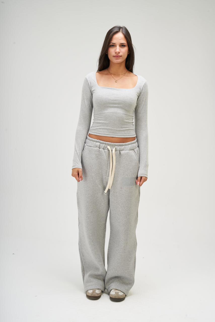 Women – Light grey Long Sleeve Square Top – Seemly Essentials