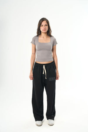 Women – Light grey Square Neck Top – Seemly Essentials