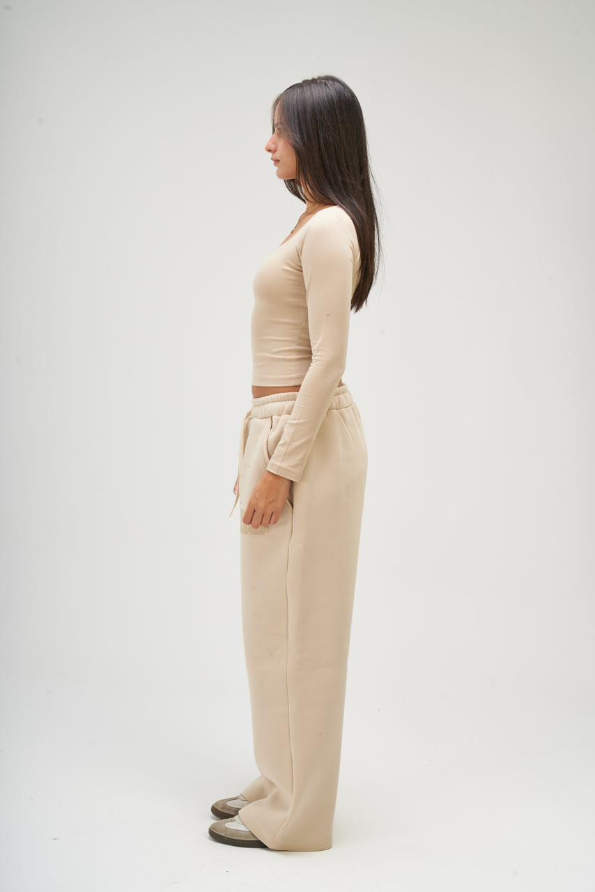 Women – Beige Long Sleeve Square Top – Seemly Essentials