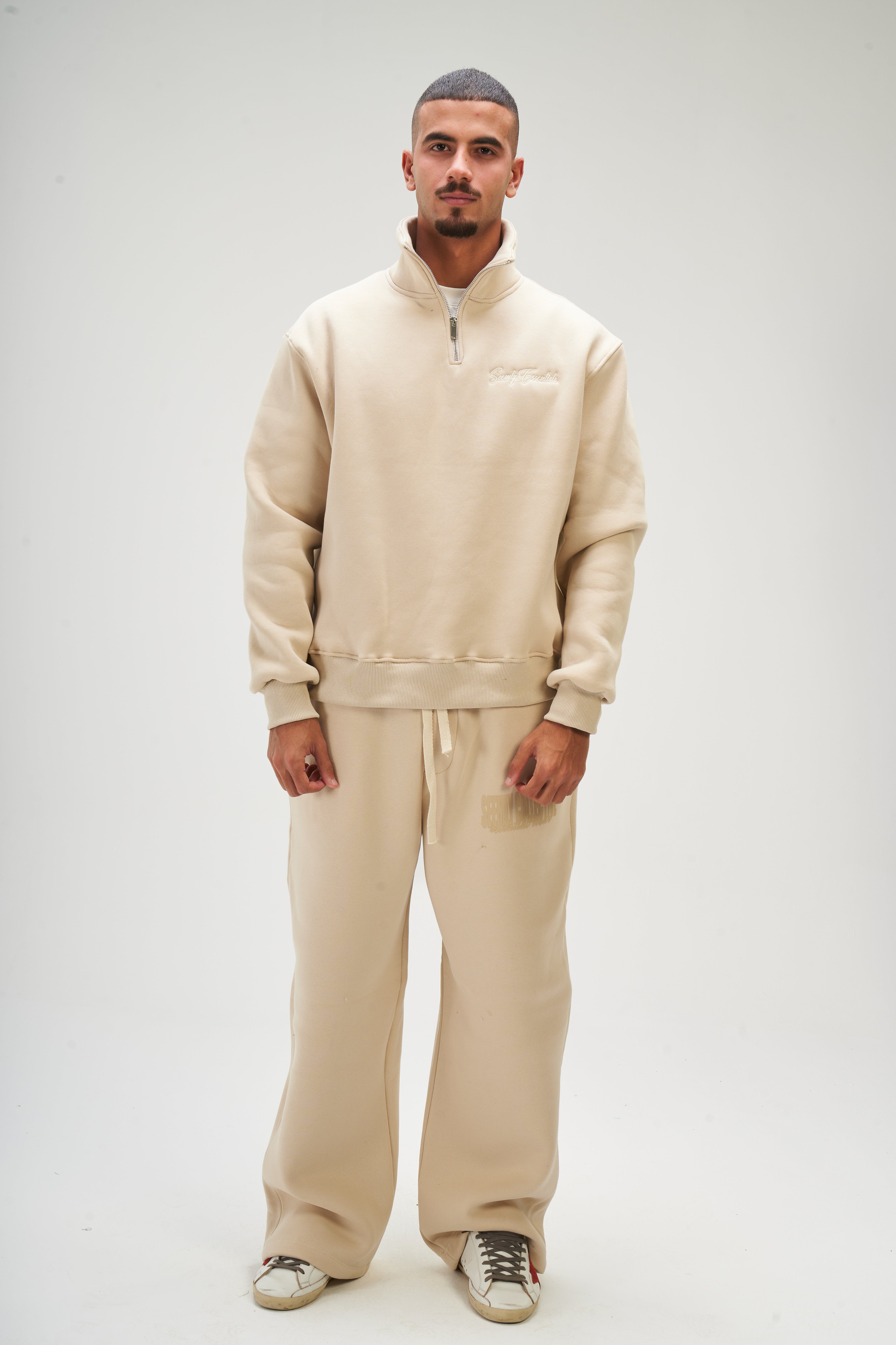 Men – Beige Q-Zip – Seemly Essentials