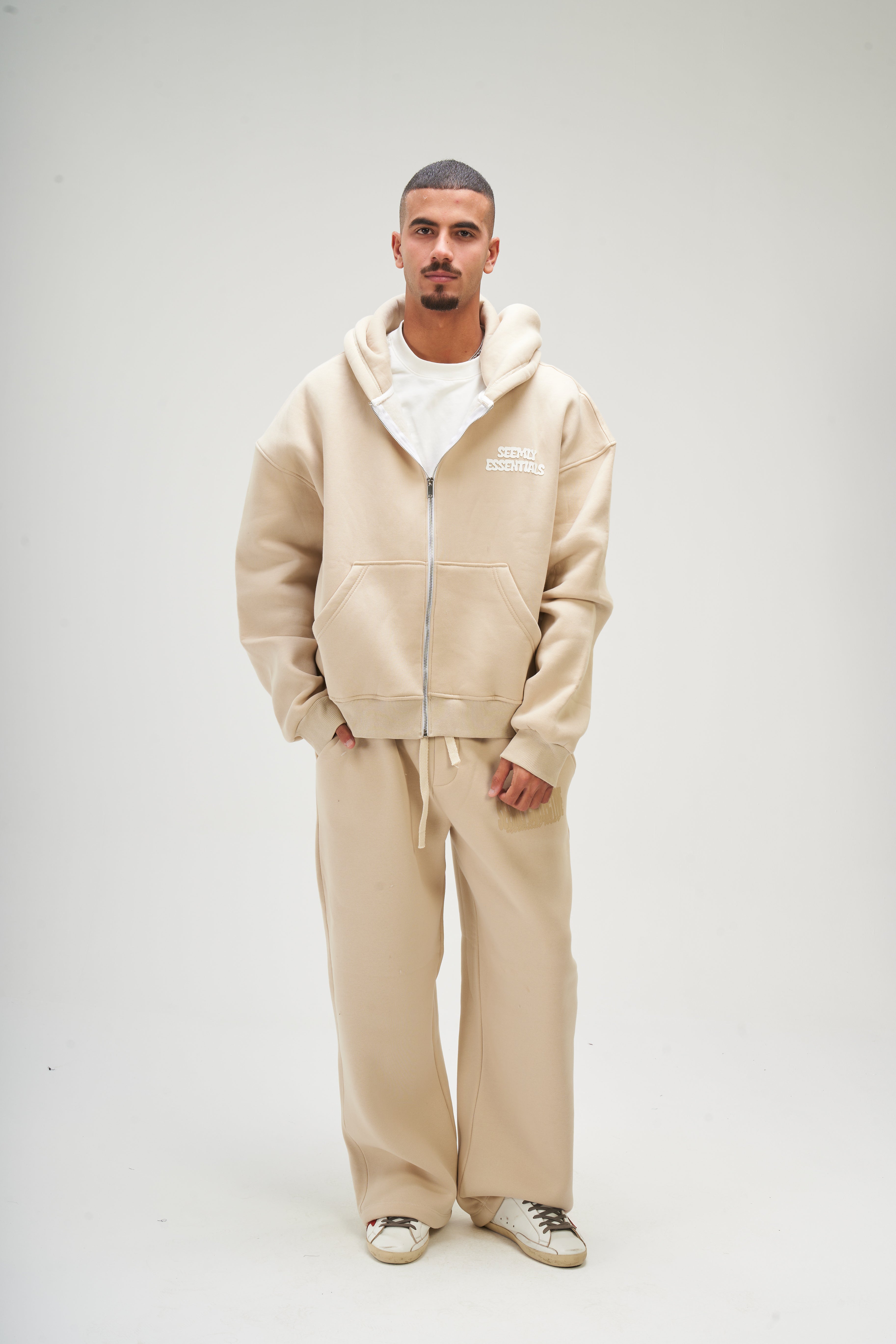 Men – Beige Zip-Up Hoodie – Seemly Essentials