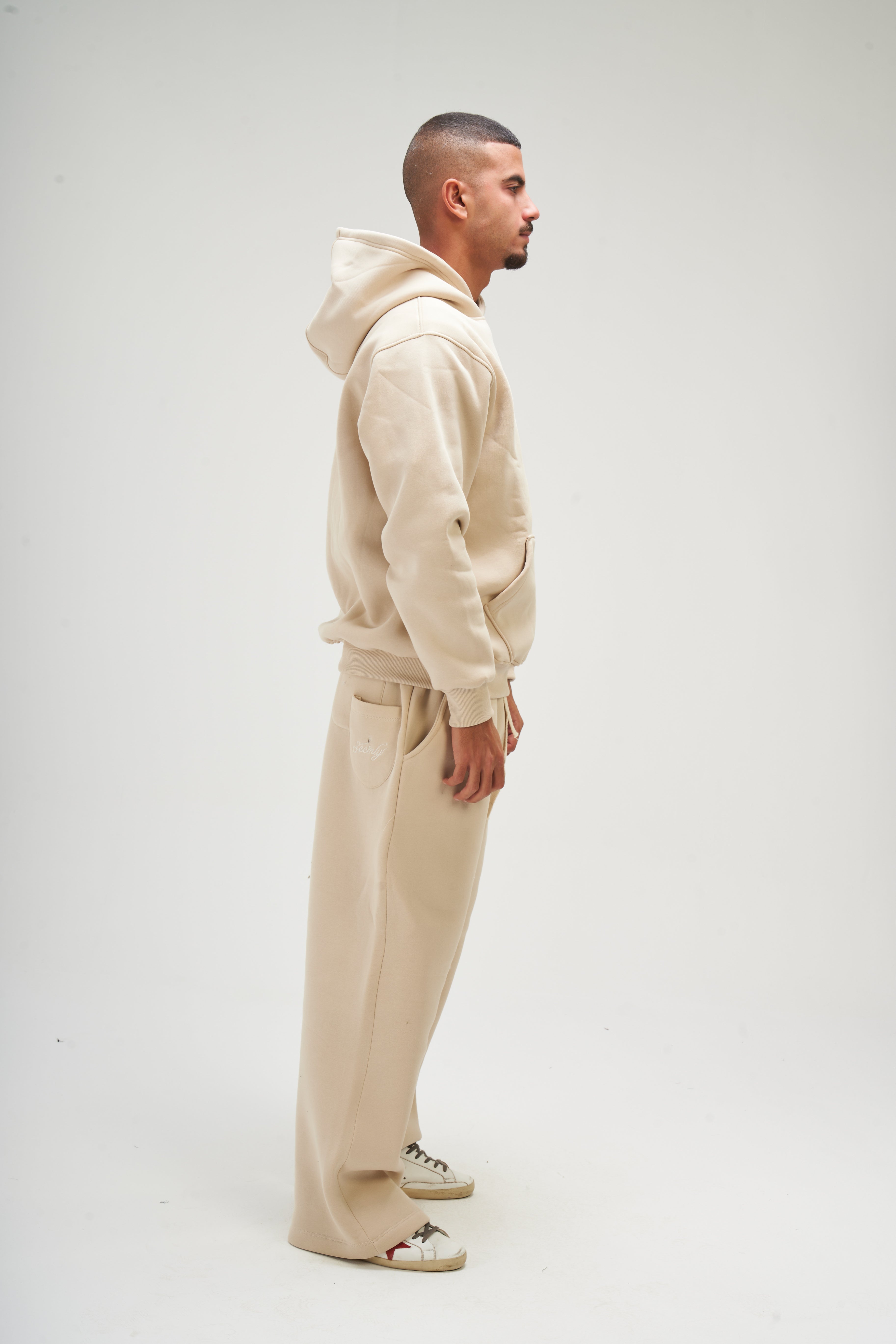 Men – Beige Basic Hoodie – Seemly Essentials