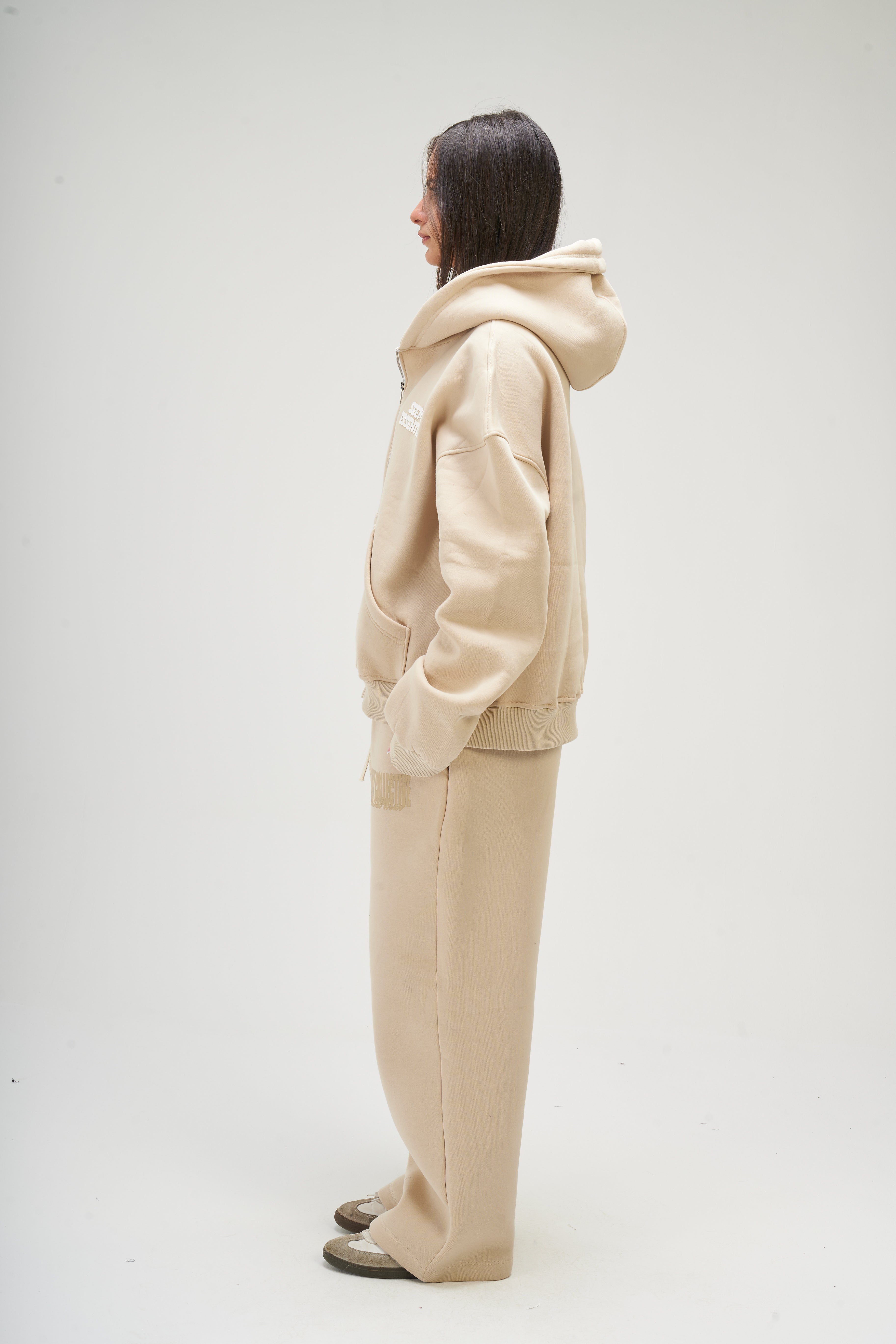 Women – Beige Zip-Up Hoodie – Seemly Essentials