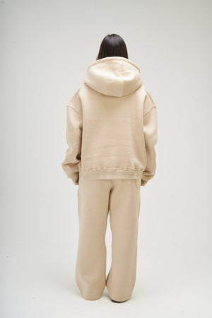 Women – Beige Zip-Up Hoodie – Seemly Essentials