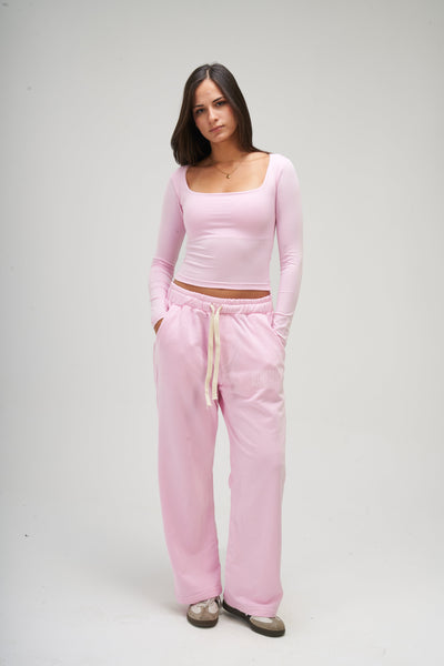 Pink Long Sleeve Square Top