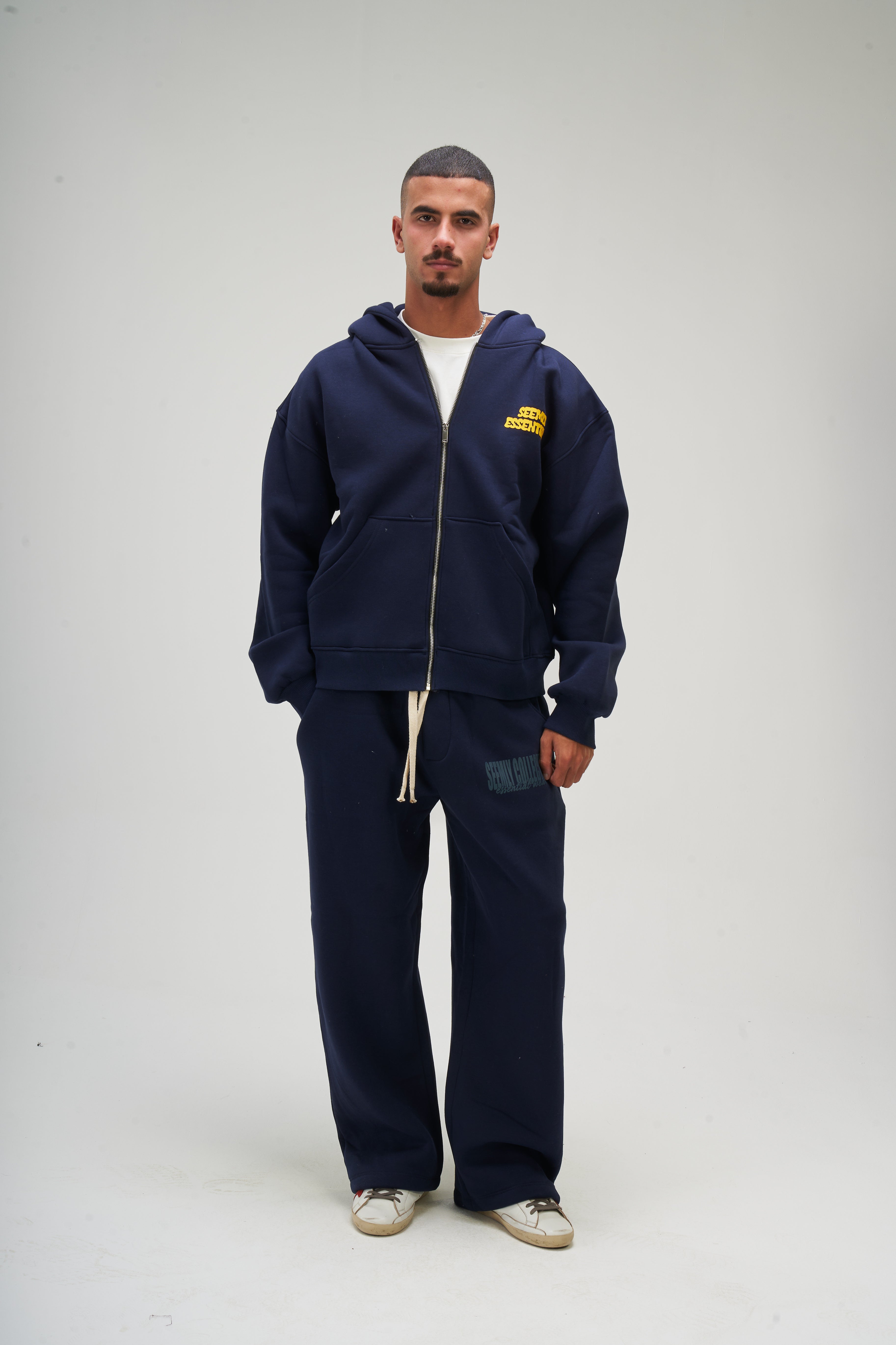 Men – Navy Blue Zip-Up Hoodie – Seemly Essentials