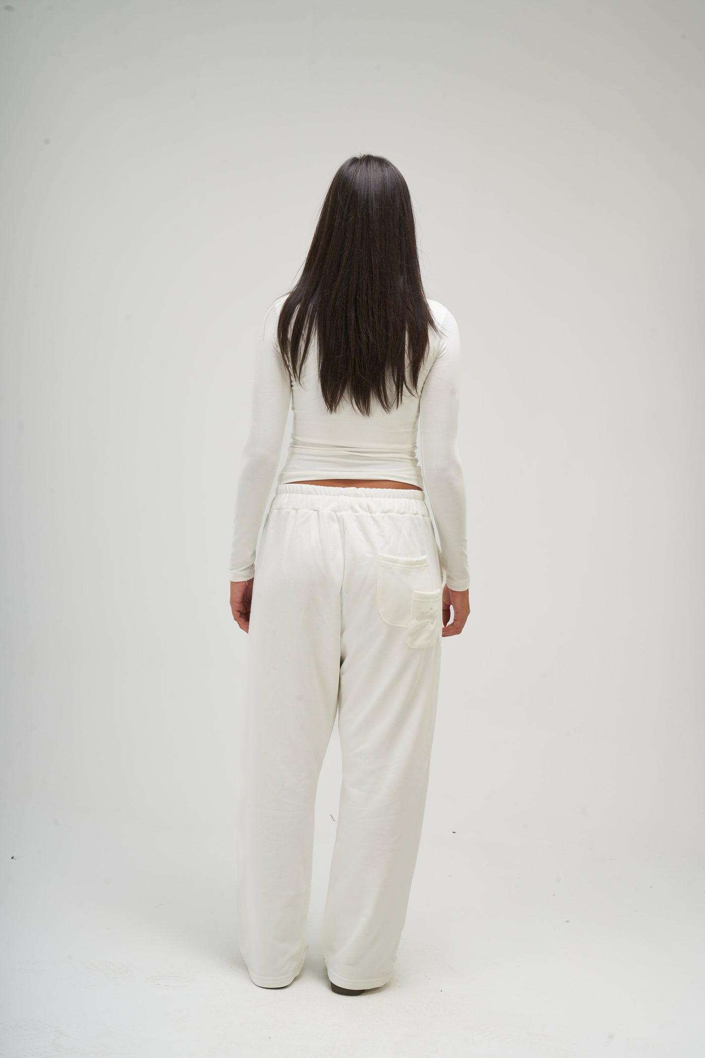 White Long Sleeve Round Top