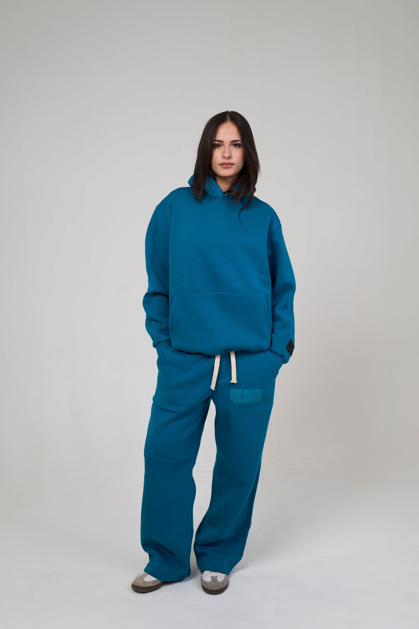 Teal Blue Basic Hoodie