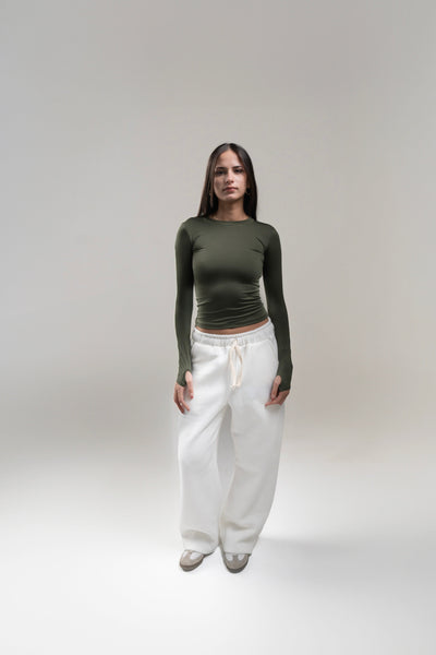 Long Sleeve Olive Green Top