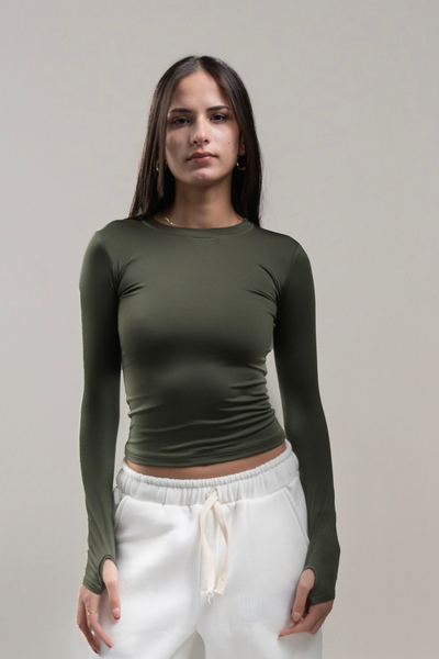 Long Sleeve Olive Green Top