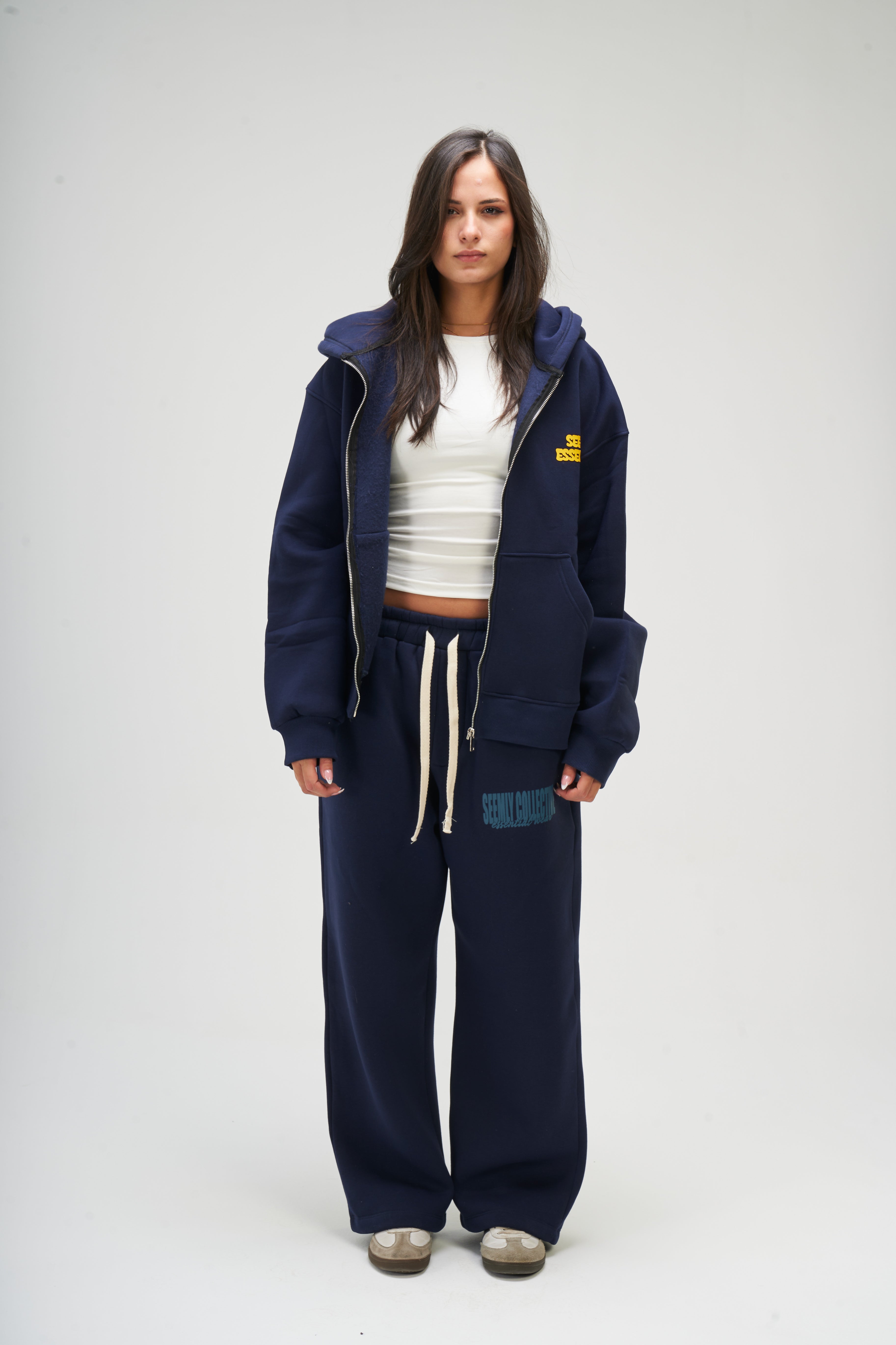 Women – Navy Blue Zip-Up Hoodie – Seemly Essentials
