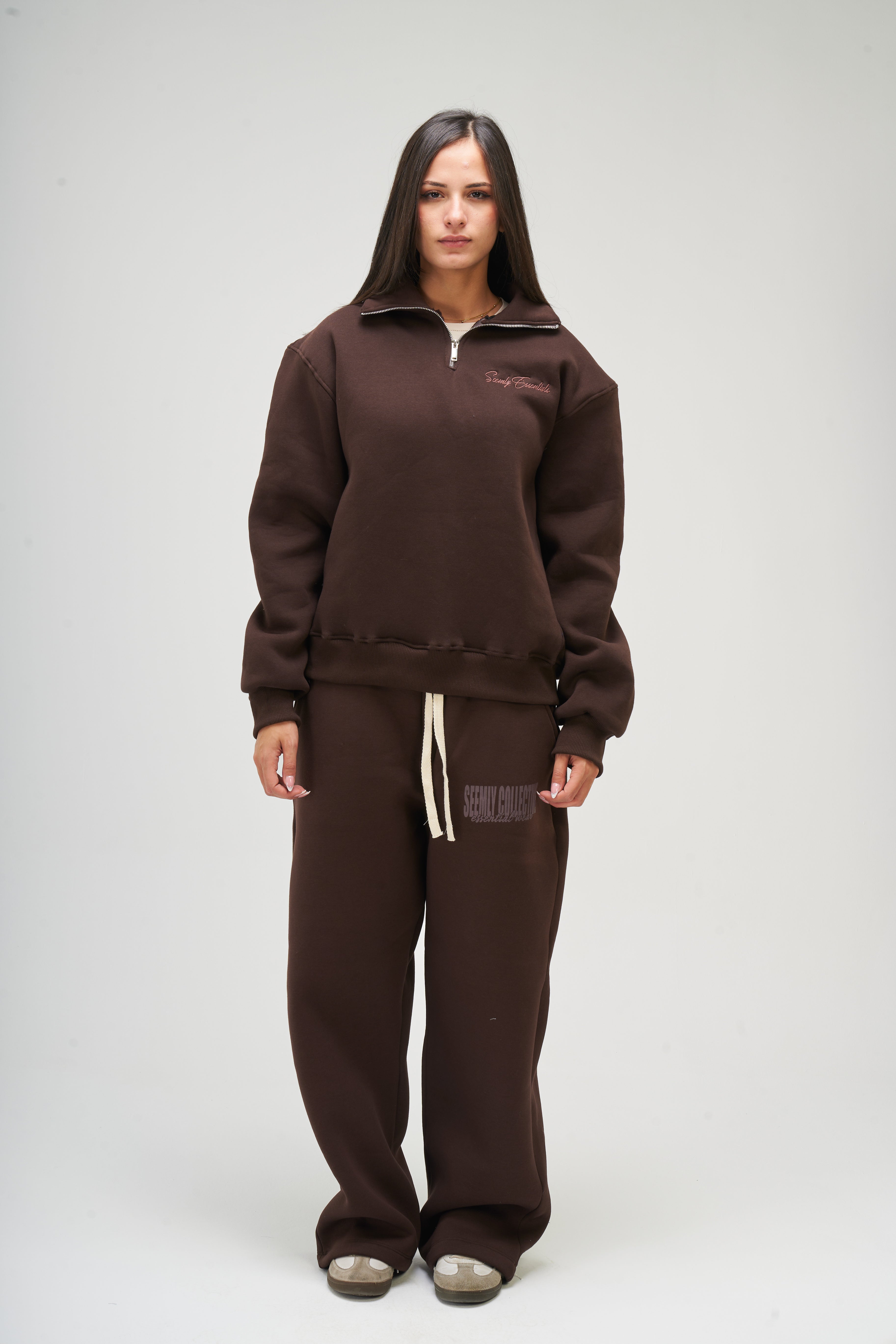 Women – Brown Q-Zip – Seemly Essentials