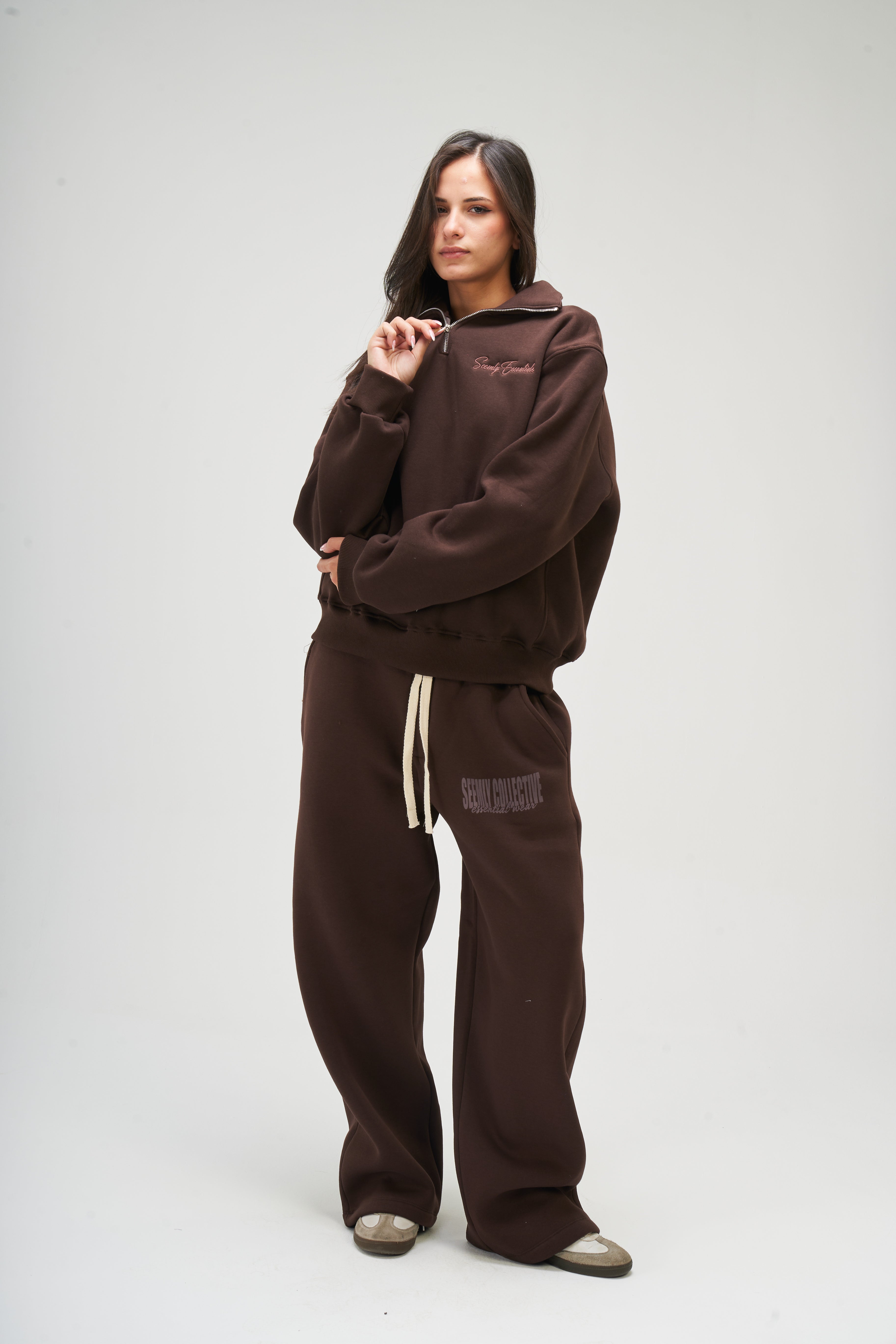 Women – Brown Q-Zip – Seemly Essentials