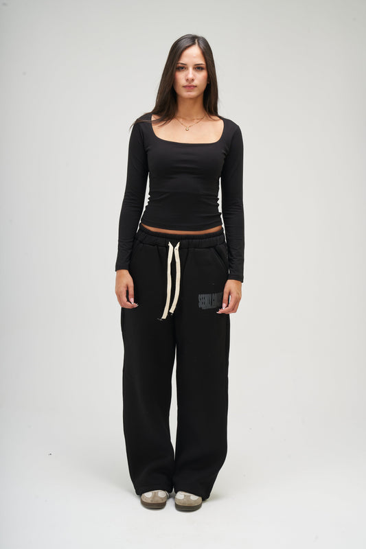 Black Long Sleeve Square Top