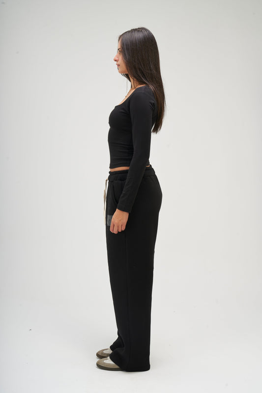 Black Long Sleeve Square Top