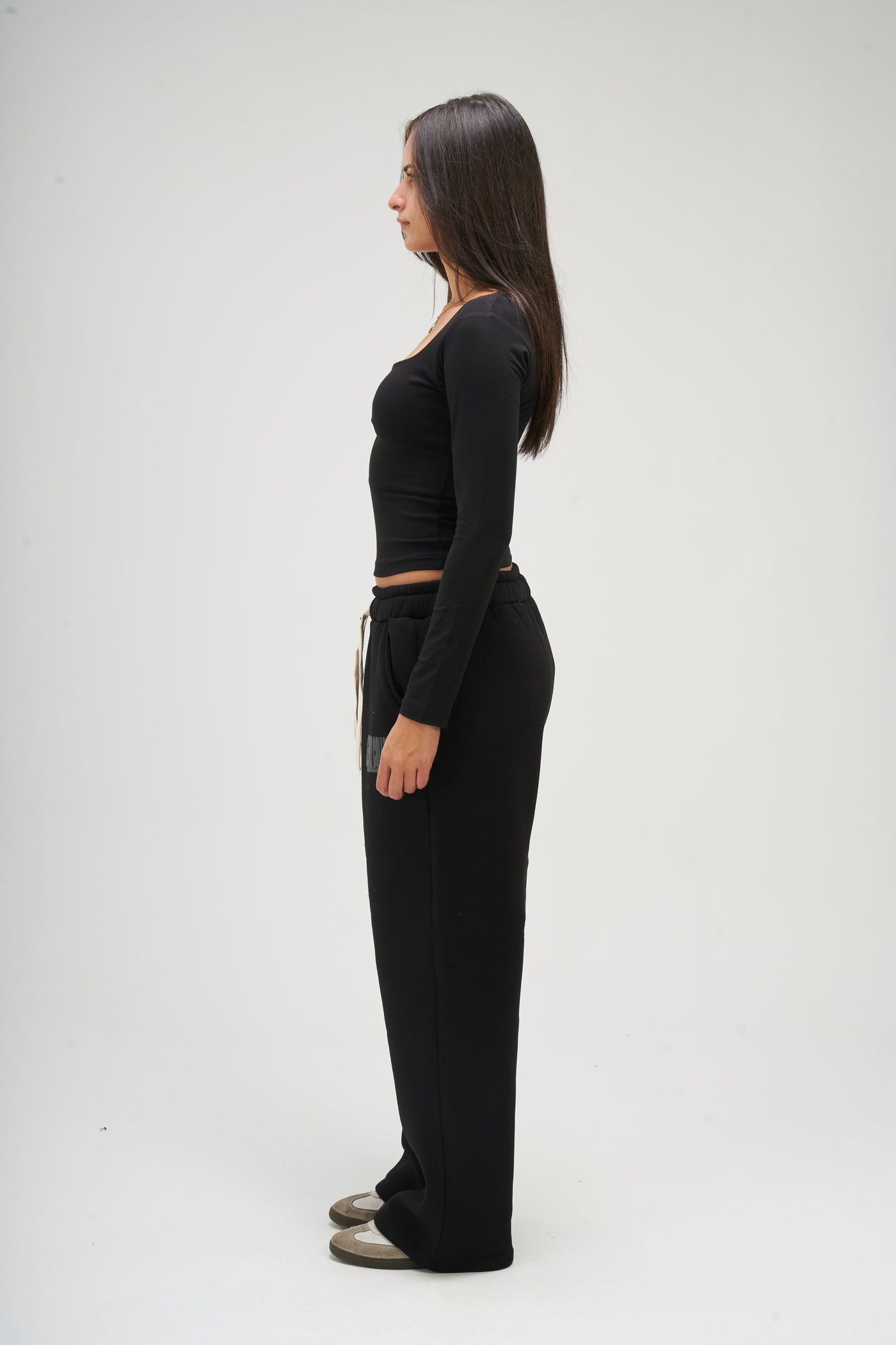 Black Long Sleeve Square Top