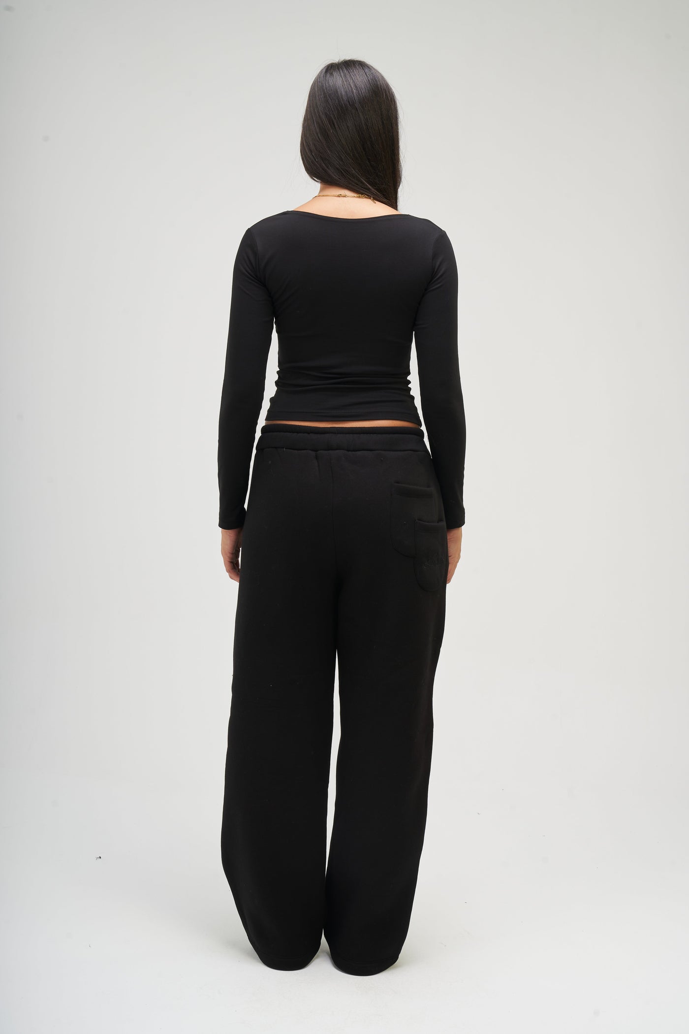 Black Long Sleeve Square Top