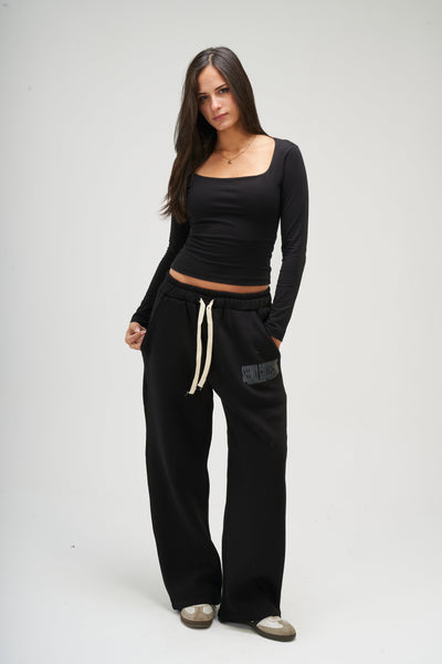 Dark Grey Long Sleeve Square Top