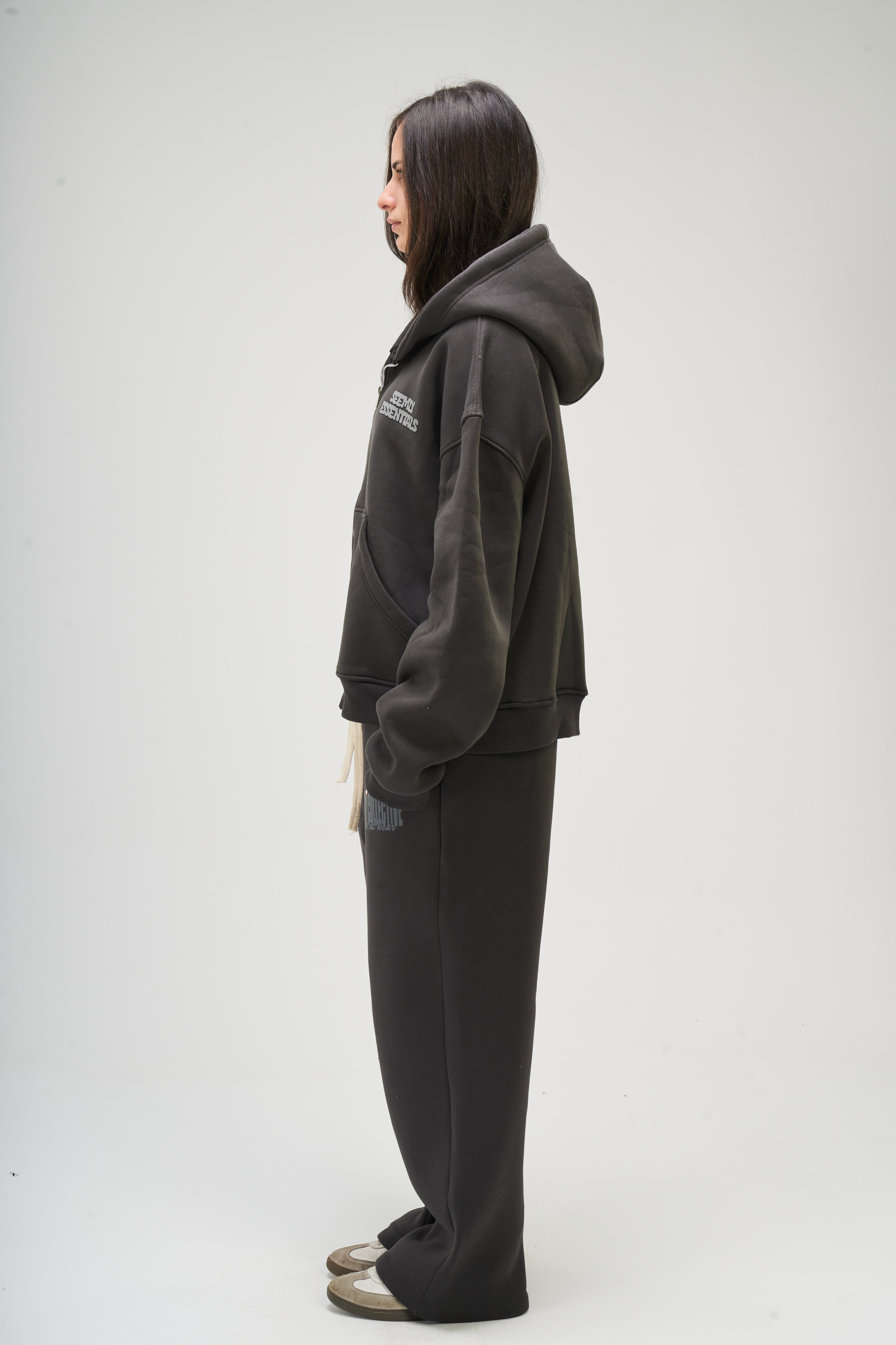 Women – Dark Grey Zip-Up Hoodie – Seemly Essentials