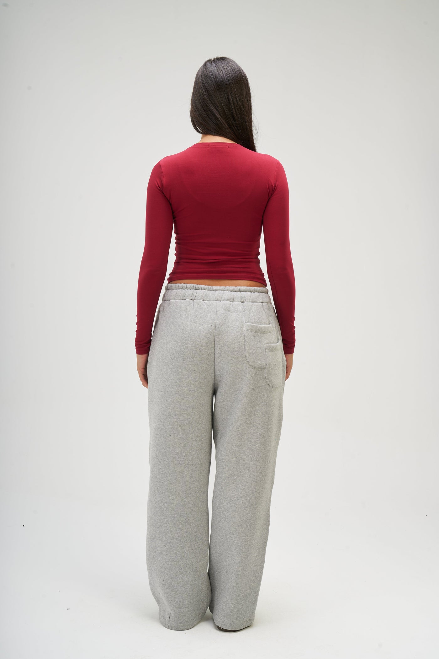 Burgundy Long Sleeve Round Top