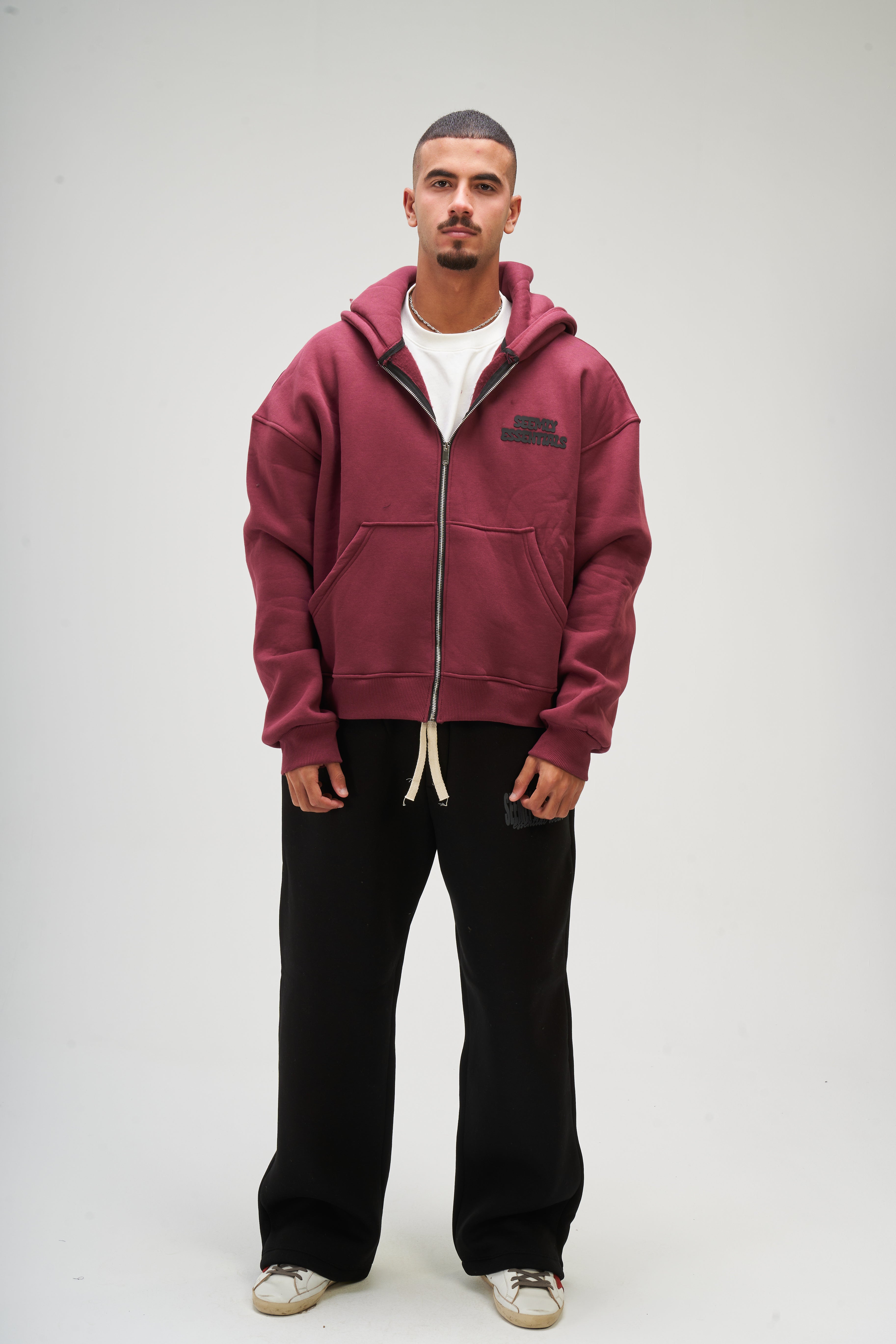 Men – Burgundy Zip-Up Hoodie – Seemly Essentials